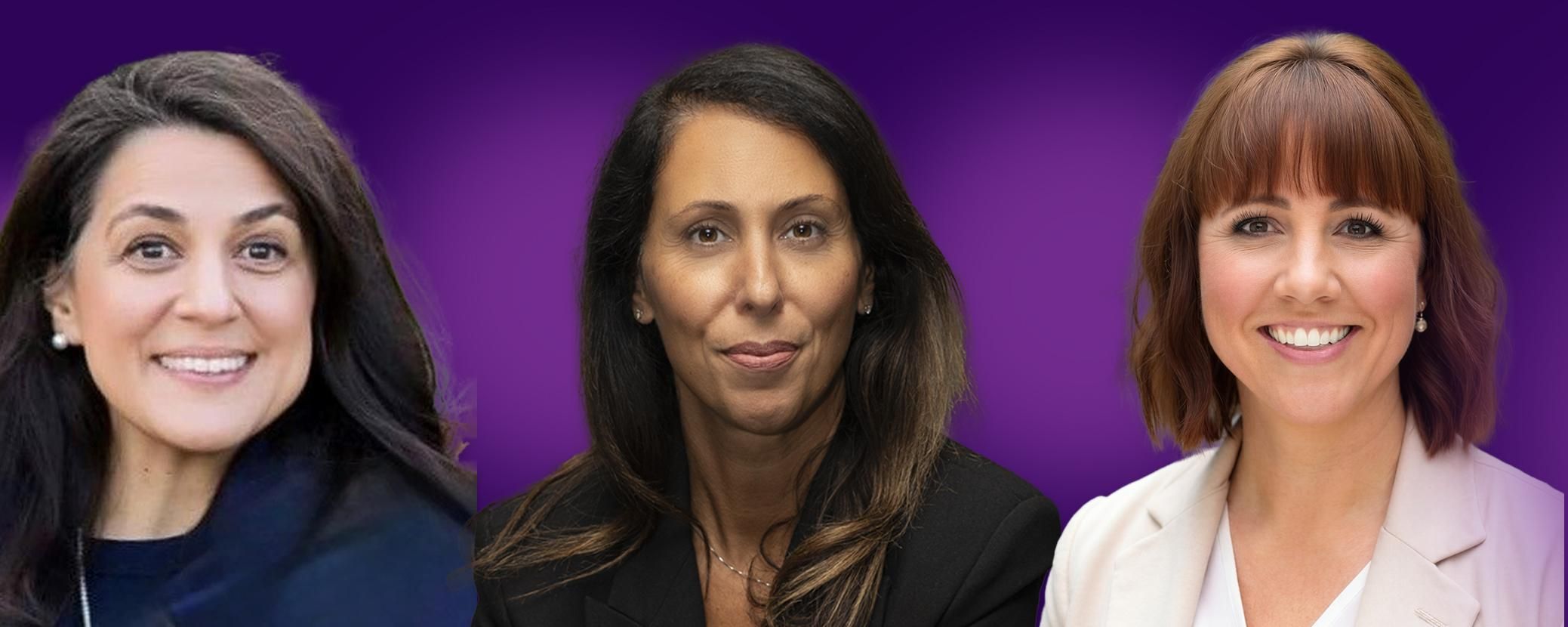 Headshots of the three Sanofi Healthcare Businesswomen’s Association Luminaries and Rising Stars – Helen Motamen, Linda Santi, and Sarah Zahlmann