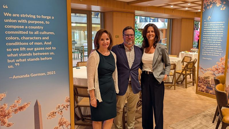 Three members of Sanofi’s US Public Affairs and Patient Advocacy team pose at the Milken Institute Patient Advocacy Forum where they brought together patient organizations and leaders across healthcare to examine how patient influence can evolve as science, technology and the healthcare system change