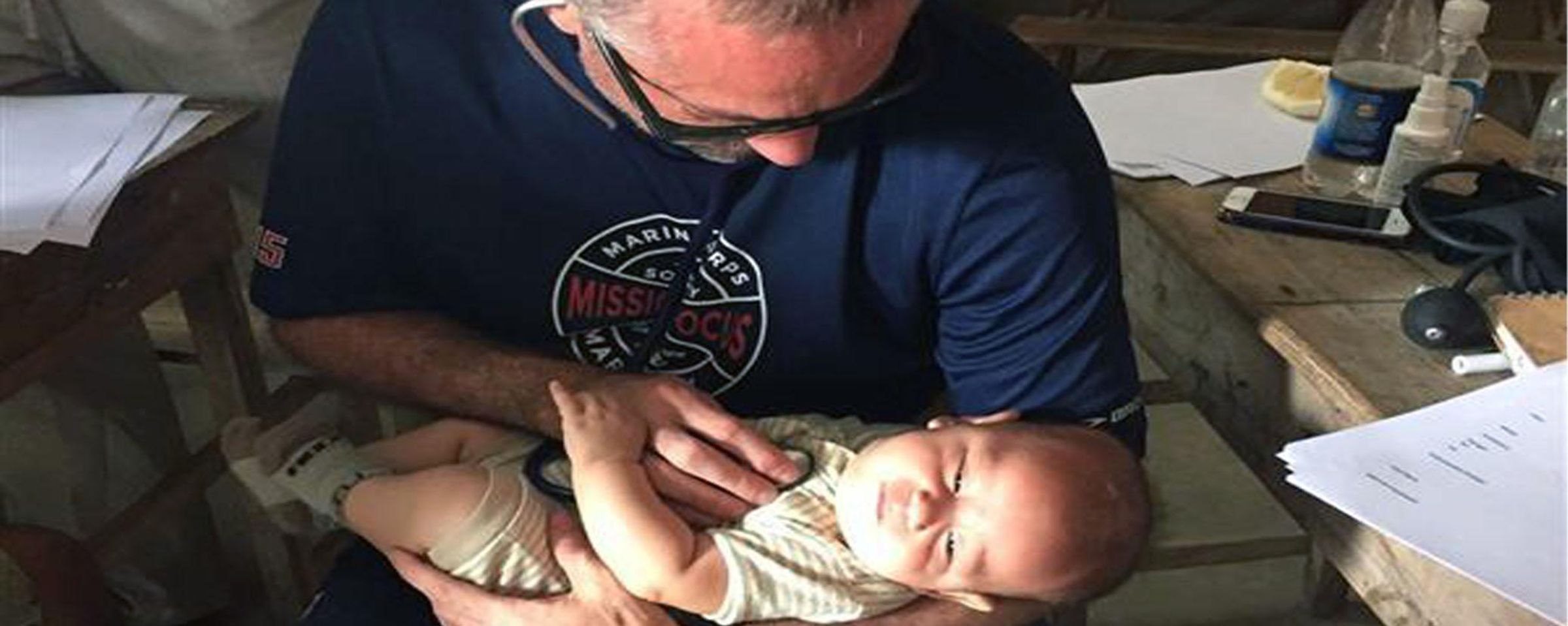 Doctor providing treatment for a baby.