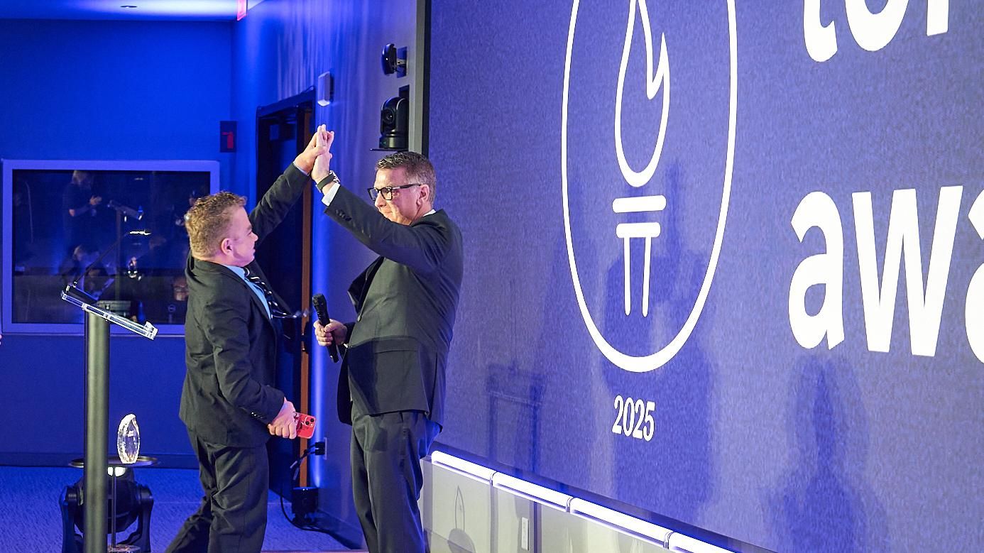 Celebration moment on stage at the TORCH Awards ceremony