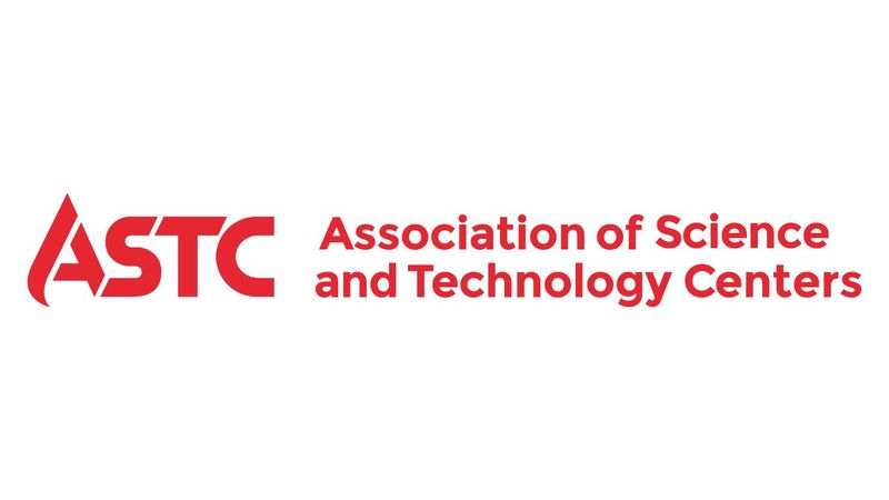 Logo for the Association of Science and Technology Centers featuring the acronym 'ASTC' in large, bold red capital letters with the full organization name 'Association of Science and Technology Centers' displayed below in smaller red text on a white background