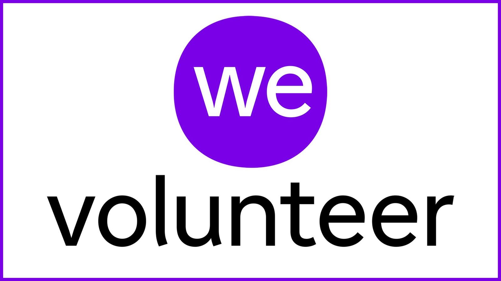 We Volunteer logo featuring a purple circle with 'we' in white text, followed by 'volunteer' in black text.