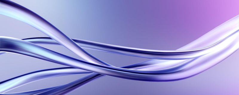 Intertwining ribbons of blue and purple light flowing across a gradient background.